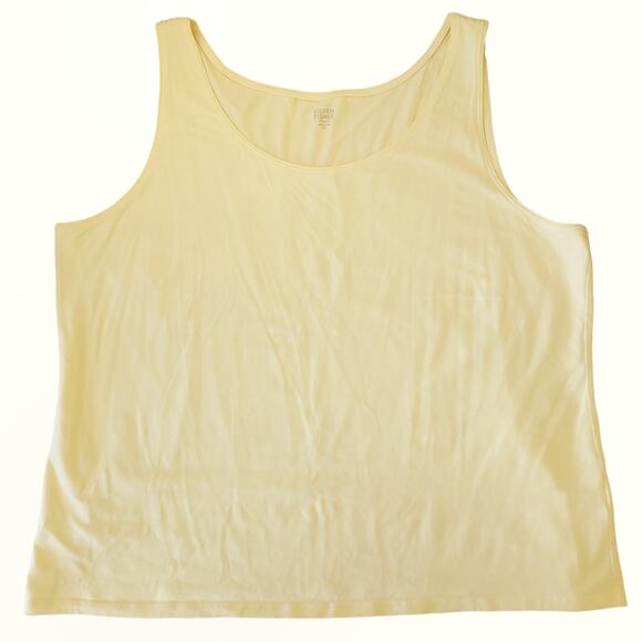 EILEEN FISHER Woman System yellow organic cotton scoop neck tank top Size 1X - Picture 4 of 4
